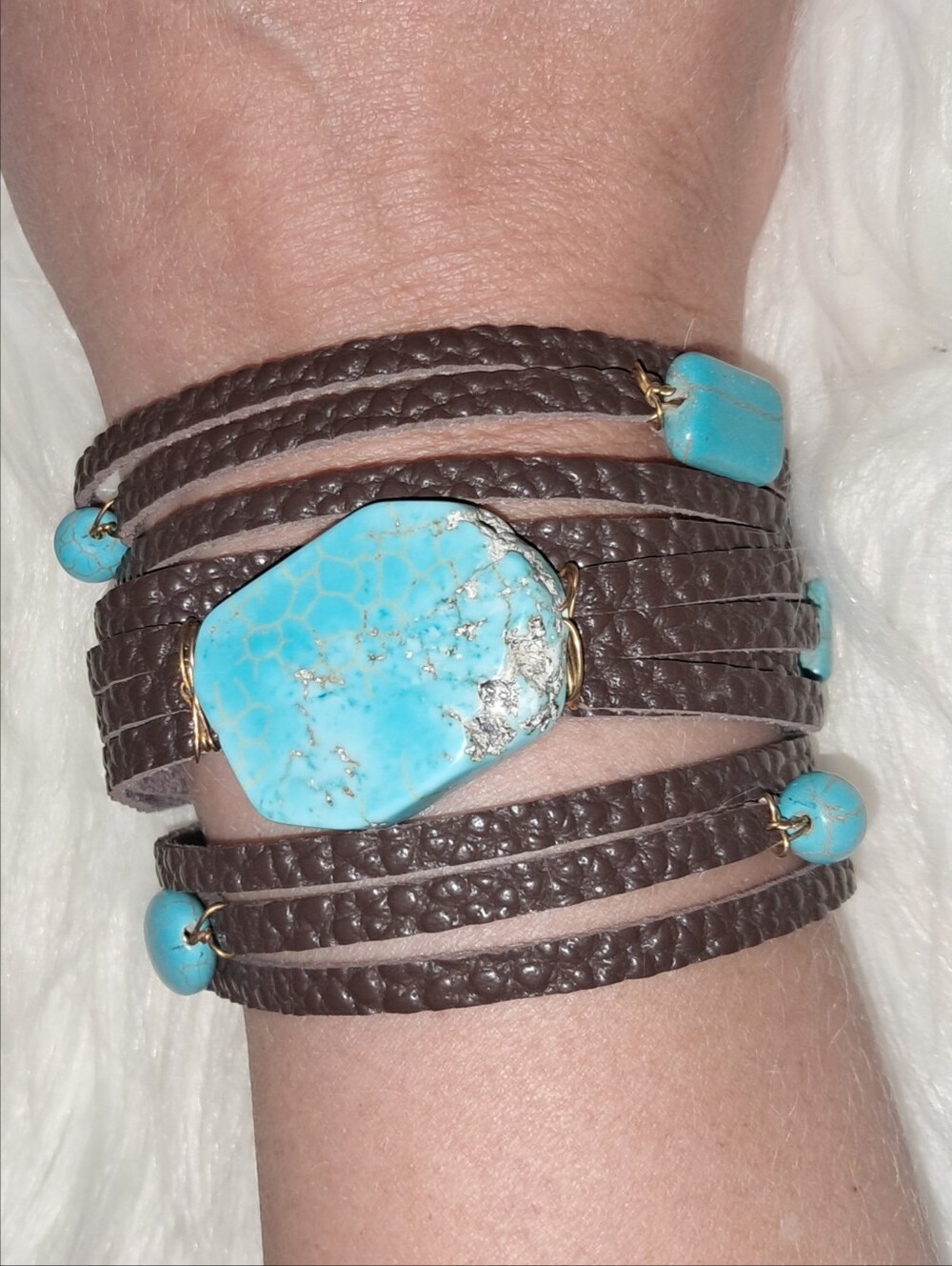 Adjustable Boho Stone Wrap Bracelet